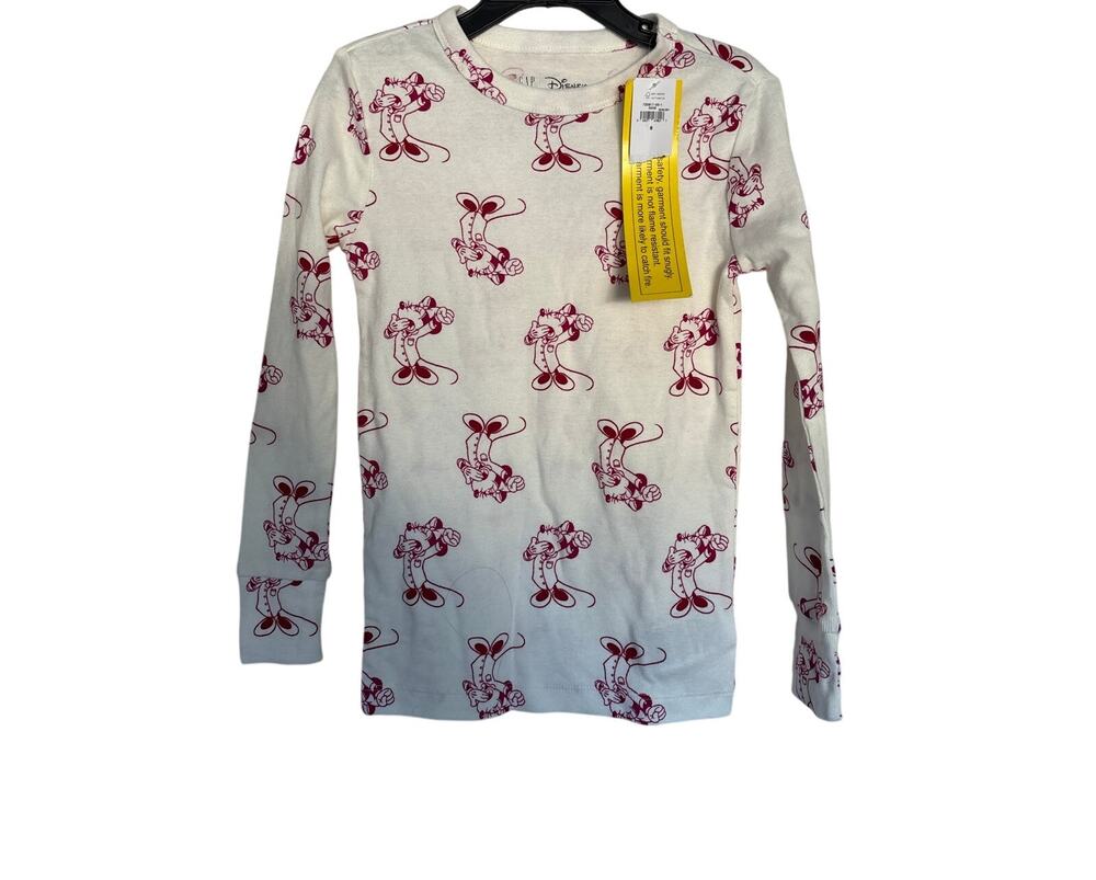 Gap Kids Disney Minnie Mouse Print Organic Cotton PJ Set - Ivory Frost - Size 6